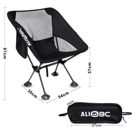 ALIOBC Camping backpacking chair, ultralight portable Folding Chairs with Anti-Slip Large Feet and Carry Bag for Camp Hiking Lawn Beach Sports, Heavy Duty330 lbs (Black) - Image 4