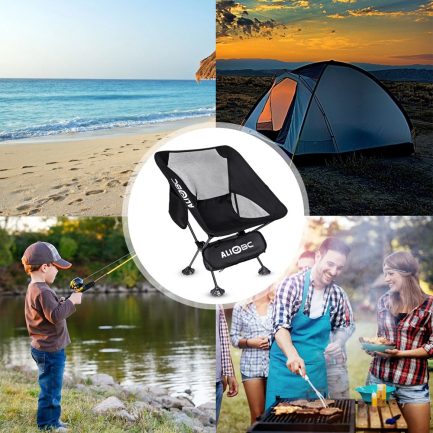 ALIOBC Camping backpacking chair, ultralight portable Folding Chairs with Anti-Slip Large Feet and Carry Bag for Camp Hiking Lawn Beach Sports, Heavy Duty330 lbs (Black) - Image 8