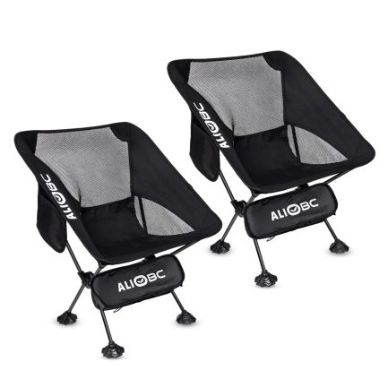 ALIOBC Camping backpacking chair, ultralight portable Folding Chairs with Anti-Slip Large Feet and Carry Bag for Camp Hiking Lawn Beach Sports, Heavy Duty330 lbs (Black)