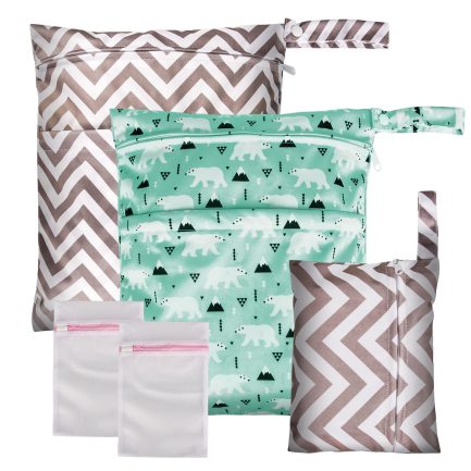ALIOBC 3pcs Cloth Diaper Wet Dry Bags Waterproof Reusable with Two Zippered Pockets Travel Beach Pool Daycare Soiled Baby Items Yoga Gym Bag for Swimsuits or Wet Clothes