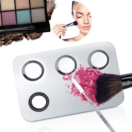 ALIOBC 2Pcs Cosmetic Makeup Palette, Premium Stainless Steel Metal Rectangle Makeup Mixing Palette with Spatula Artist Tool for Mixing Foundation/Eye Shadow/Eyelash/Lipsticks/Nail Art - Image 3