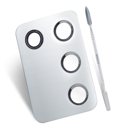 ALIOBC 2Pcs Cosmetic Makeup Palette, Premium Stainless Steel Metal Rectangle Makeup Mixing Palette with Spatula Artist Tool for Mixing Foundation/Eye Shadow/Eyelash/Lipsticks/Nail Art - Image 9