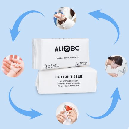 ALIOBC Disposable Face Towel, Facial Cleansing Cloths Soft Non-Woven Facial Cotton Tissue Dry and Wet Use for Office/Travel/Outdoor Activities (1 PACK-100 PCS) - Image 3