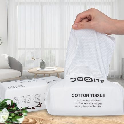ALIOBC Disposable Face Towel, Facial Cleansing Cloths Soft Non-Woven Facial Cotton Tissue Dry and Wet Use for Office/Travel/Outdoor Activities (1 PACK-100 PCS) - Image 2