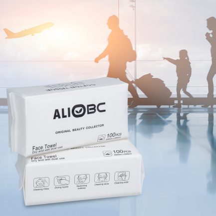 ALIOBC Disposable Face Towel, Facial Cleansing Cloths Soft Non-Woven Facial Cotton Tissue Dry and Wet Use for Office/Travel/Outdoor Activities (1 PACK-100 PCS)