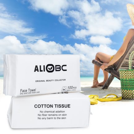 ALIOBC Disposable Face Towel, Facial Cleansing Cloths Soft Non-Woven Facial Cotton Tissue Dry and Wet Use for Office/Travel/Outdoor Activities (1 PACK-100 PCS) - Image 6