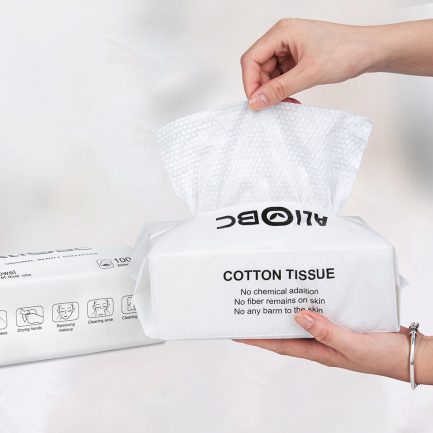 ALIOBC Disposable Face Towel, Facial Cleansing Cloths Soft Non-Woven Facial Cotton Tissue Dry and Wet Use for Office/Travel/Outdoor Activities (1 PACK-100 PCS) - Image 4