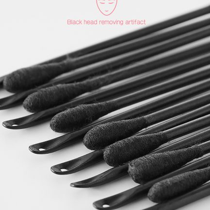 ALIOBC 50 Pcs Multi Use 2-End Disposable Squeeze Acne Blackhead Care Black Cotton Swabs Stick, Professional Ear Pick and Skin Beauty Tool for Blackhead or Whitehead Nasal Gunk Remover - Image 2