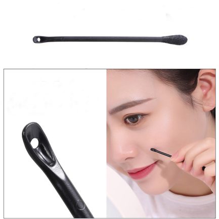 ALIOBC 50 Pcs Multi Use 2-End Disposable Squeeze Acne Blackhead Care Black Cotton Swabs Stick, Professional Ear Pick and Skin Beauty Tool for Blackhead or Whitehead Nasal Gunk Remover