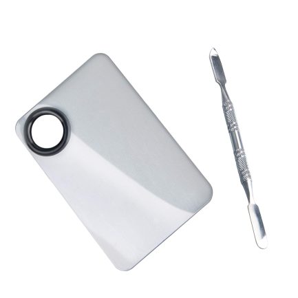 ALIOBC Makeup Palette, Upgrad Stainless Steel Metal Mixing Palette with Spatula Artist Tool for Mixing Foundation Nail-Art - Image 3