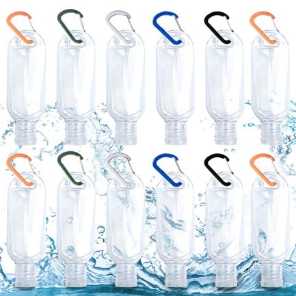 ALOBC 12 Pcs Travel Keychain Bottles, Premium Plastic Leakproof Empty Squeeze Bottles with Flip Cap, Refillable Containers for Hand Sanitizer Conditioner Body Wash Liquid etc