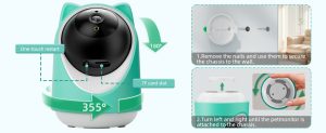 aliobc pet camera indoor cat camera with phone app, night vision & motion detection alerts