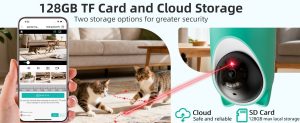 aliobc pet camera indoor cat camera with phone app, night vision & motion detection alerts