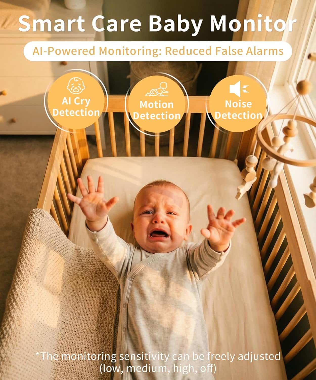 Smart Baby Monitor with Camera and Audio WiFi & No-WiFi Modes AI Cry Detection Night Vision 1080p - Image 8