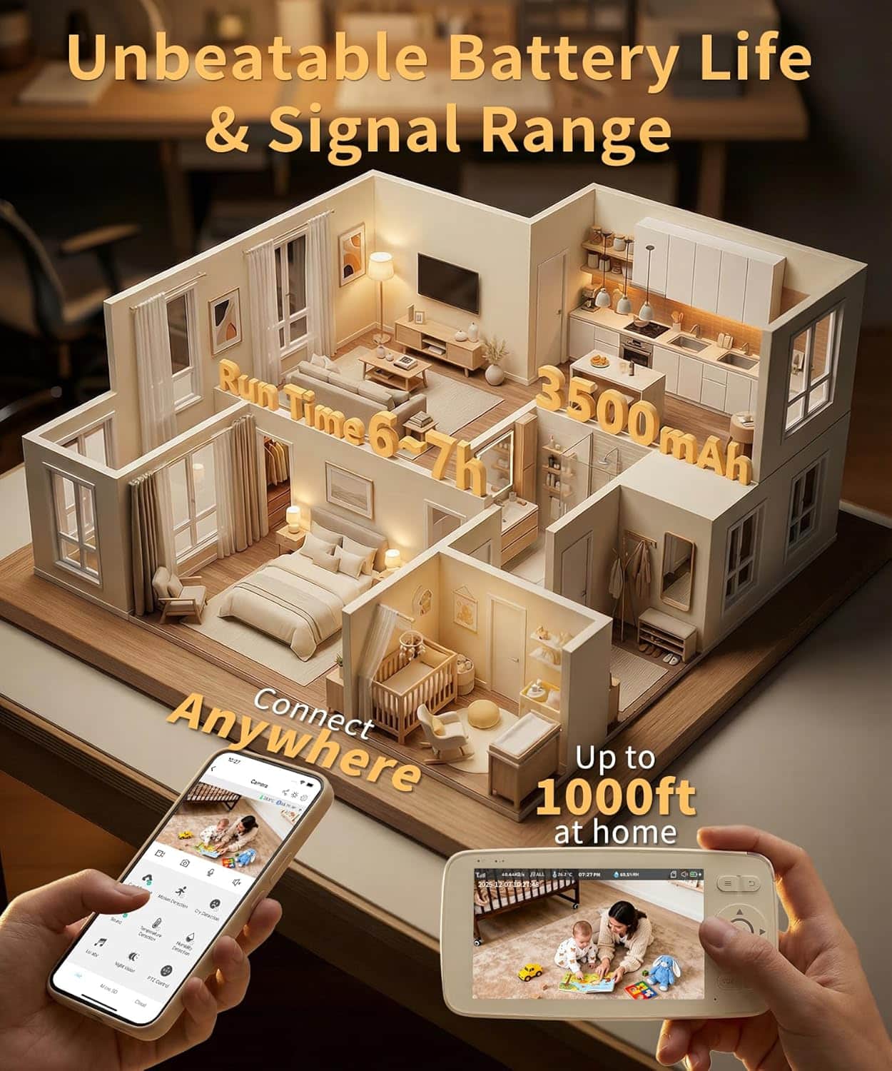 Smart Baby Monitor with Camera and Audio WiFi & No-WiFi Modes AI Cry Detection Night Vision 1080p - Image 10