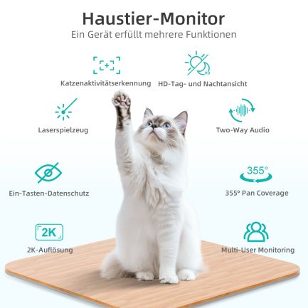 aliobc pet camera indoor cat camera with phone app, night vision & motion detection alerts
