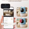 aliobc pet camera with phone app, auto tracking, 2k cat camera, privacy mode, 2 way audio, dual band wifi indoor pet cam night vision, 355° pan（sky blue）
